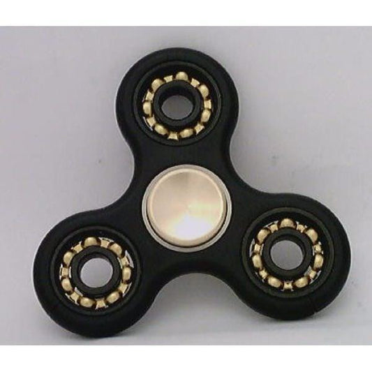 Black Fidget Hand Spinner : Center Full Ceramic ZrO2 Bearing : 3 outer Bronze Bearing : Brass caps 42Q