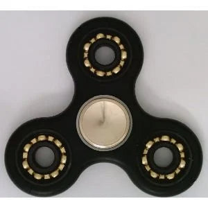 Black Fidget Hand Spinner : Center Full Ceramic ZrO2 Bearing : 3 outer Bronze Bearing : Brass caps 42Q