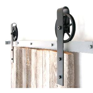 Black Rustic Carbon Steel & POM Sliding Barn Door Roller Set