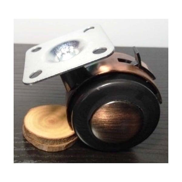 Bronze Caster Wheel 2" inch - Steel 4-Hole Plate Mount - Brake