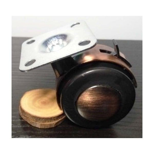 Bronze Caster Wheel 2" inch - Steel 4-Hole Plate Mount - Brake