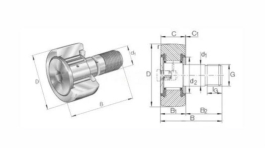 CF10-1UUR Cam Follower Needle Roller Bearing 10x26x36mm