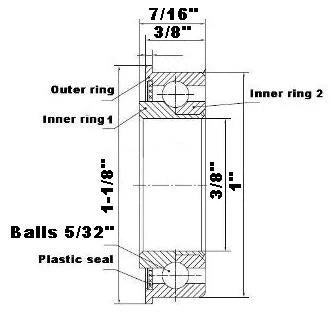 F1232 Flanged Full Complement Ball Bearing 3/8" x 1" x 7/16"