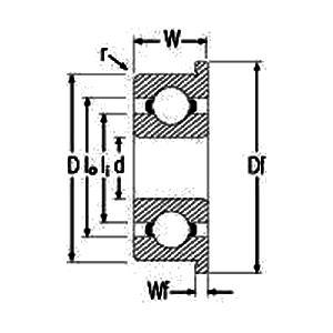 F6003-2RS Flanged Sealed Miniature Ball Bearing 17x35x10mm
