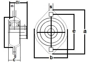 فلانجة محمل FHSPFLZ205-25mm من الفولاذ المضغوط بمسمارين 25mm