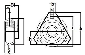 FHSPFTZ206-18 Bride Triangle 3 Boulons 1-1/8" Roulement