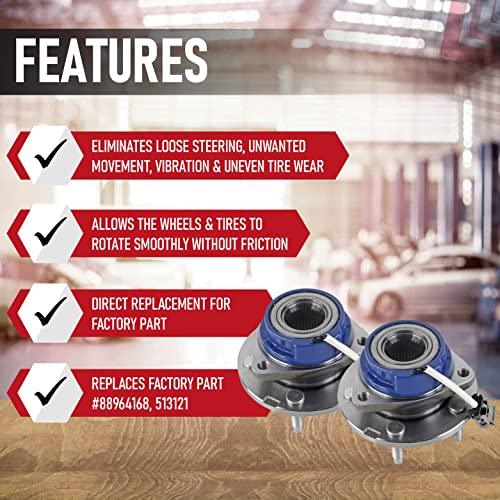 Front Wheel Hub Bearing Assembly - Set of 2 - Compatible - Chevy, Buick, Cadillac, Oldsmobile, Pontiac - Impala, Monte Carlo, Century, Grand Prix, Replaces 513121, 12429203, 88964168 - ABS