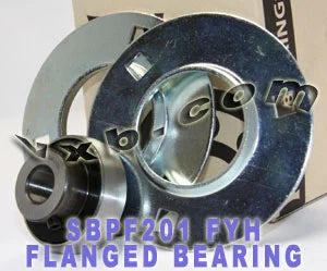 FYH Bearing SBPF201 12mm Stamped steel round three bolt Flanged Mounted Bearing