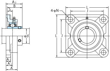 FYH Bearing UCF-209 45mm Square Flanged Mounted Bearing