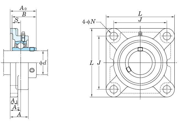 FYH Bearing UCF310 50mm Square Flanged Mounted Bearing