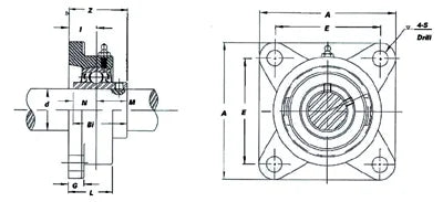 FYH Bearing UCFX14-44 2-3/4" Square Flanged Mounted Bearing