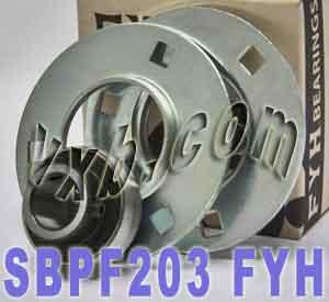 FYH SBPF203 17mm Stamped round 3-Bolt Flanged Mounted Bearing