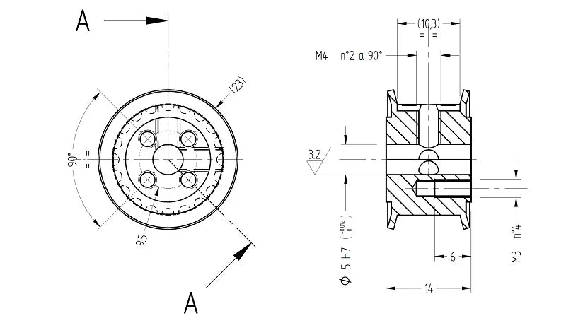 high torque timing pulley 3GT