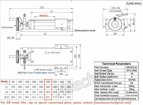 Linear Stage Actuator 400mm Ballscrew 1605 Optical Axis Linear Rail Guide Manual Slide Stage C7 - Ruler for DIY CNC Router Controller XYZ-Axis Stage