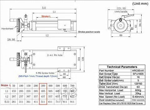 Linear Stage Actuator 300mm Ballscrew 1605 Optical Axis Linear Rail Guide Manual Slide Stage C7 - Ruler for DIY CNC Router Controller 4-Axis Stage