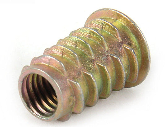 M10 25mm Zinc Alloy Threaded Wood Caster Insert Nut - Flanged Hex Drive Head