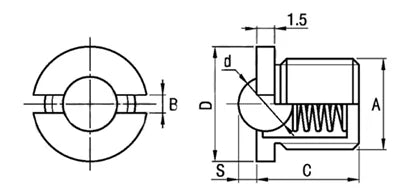 M10 Spring Loaded Bolt Flanged Ball Transfer Screw Unit 7.5mm Deep