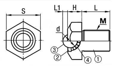M16 Stainless Steel Hex Head Ball Transfer Unit 20mm Deep