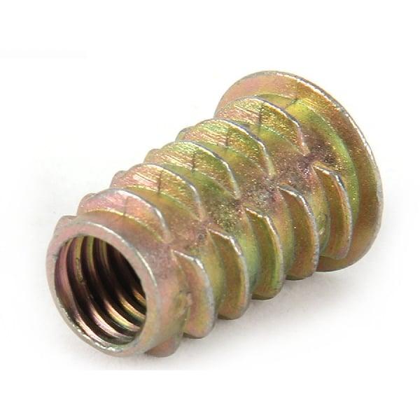 M4 10mm Zinc Alloy Threaded Wood Caster Insert Nut - Flanged Hex Drive Head