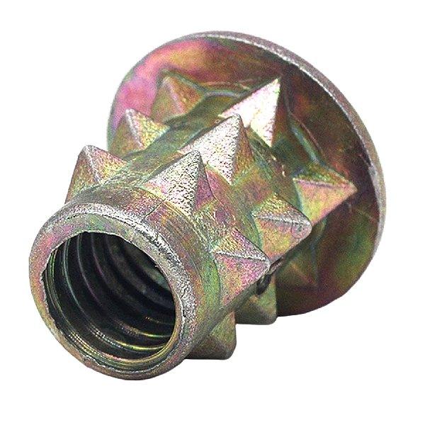 M5 10mm Zinc Alloy Threaded Spiked Wood Caster Insert Nut - Flanged Round Drive Head