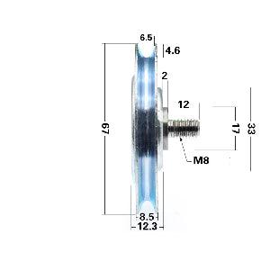 M8 Bore Bearing - 67mm Steel Wire Rope Cable Track Pulley M8x67x8.5mm