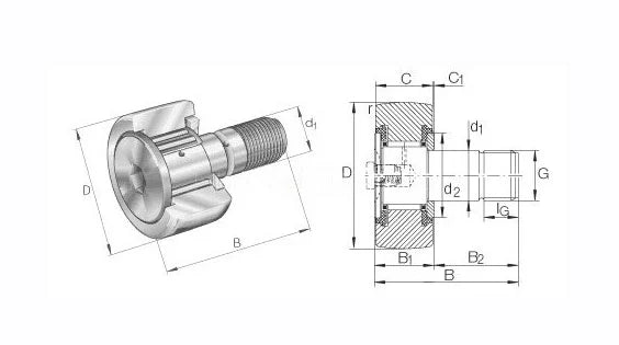 MCFD62 Track Roller Cam Follower Needle Roller Bearing 24x62x80mm