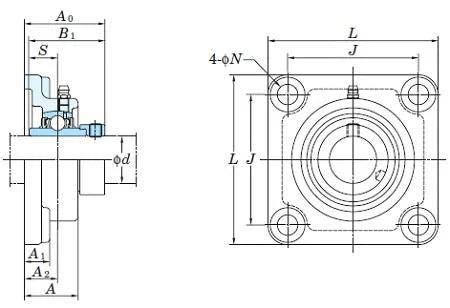 NANF205-16 FYH Square Flange With Eccentric Collar 1 Mounted Bearings - VXB Ball Bearings