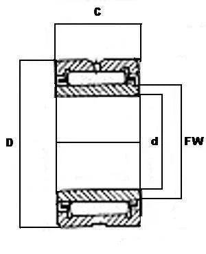 NKI9/12 naaldrol met 9x19x12 miniatuurlager - bewerkt type