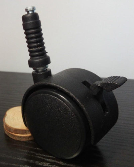 100-Pack Black Plastic 2"inch Caster Wheel - Brake 12.2mm Dia.Threaded Stem
