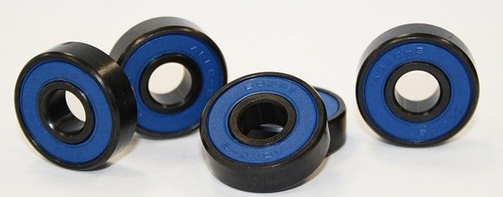 8-Pack Skateboard Black Bearings - Bronze Cage & Blue Seals 8x22x7mm