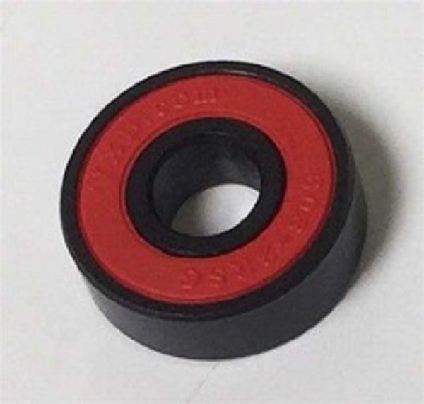 8-Pack Skateboard Black Bearings - Nylon Cage & Red Rubber Seals 8x22x7mm