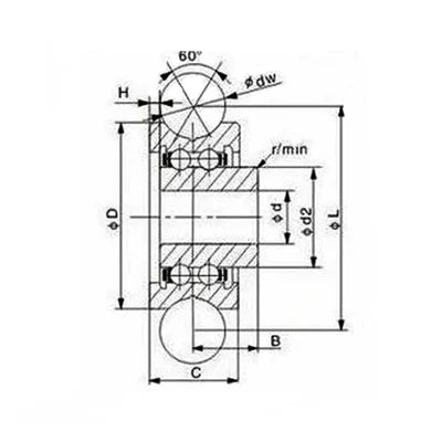 محمل كروي مسار مختوم بحلقة على شكل U SG15U 5x17x8mm