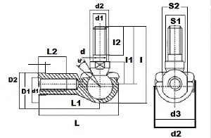 SQ14RS-1 L-Ball Rod Ends 14mm Bore