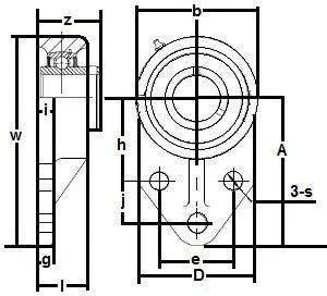 SSUCFB207-22 Flange Bracket 3-Bolt Bearing 1 3/8 Bore Mounted