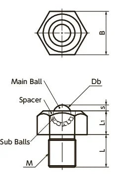 Stainless Steel Hex M10 Bolt Hexagon Head Screw Type Ball Transfer Unit for Upward Facing Applications