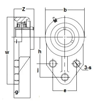 Giá đỡ mặt bích SUCFB204-20m-PBT 3 bu lông vòng bi gắn 20mm