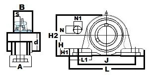 UCP207-23 1 7/16" Black Oxide Plated Insert + Pillow Block Mounted Bearing