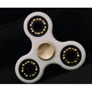 White Fidget Hand Spinner : Center Full Ceramic ZrO2 Bearing : 3 outer Bronze Bearing : Brass caps 42Q