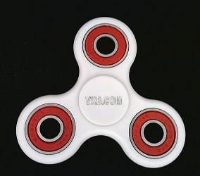 White Fidget Hand Spinner - Center Stainless Steel Shielded Bearing & red Outer Bearing 42Q