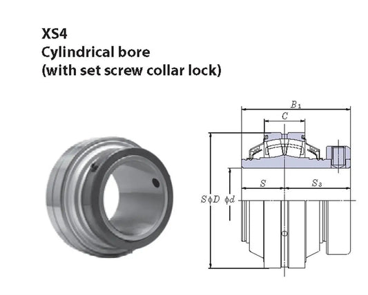 XS408-24 FYH 1-1/2" mounted Bearing Cylindrical bore - set screw collar lock Insert Mounted Bearing